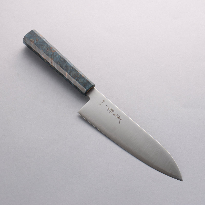 Seisuke Blue Super Migaki Polish Finish Santoku 180mm Stabilized wood Handle - Japannywholesale