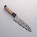Seisuke Silver Steel No.3 Hammered Santoku 180mm Walnut (With Double Black Pakka wood) Handle - Japannywholesale