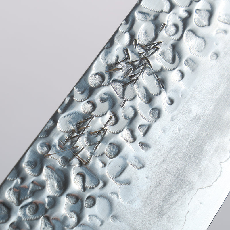 Seisuke Silver Steel No.3 Hammered Santoku 180mm Walnut (With Double Black Pakka wood) Handle - Japannywholesale