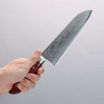 Seisuke VG10 33 Layer Mirrored Finish Damascus Santoku 180mm Red Pakka wood Handle - Japannywholesale