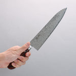 Seisuke Mokusei ZA-18 Mirrored Finish Damascus Gyuto 210mm Brown Pakka wood Handle - Japannywholesale