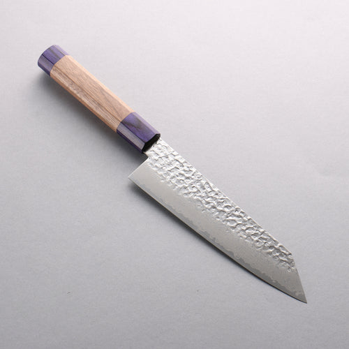 Seisuke Silver Steel No.3 Hammered Damascus Bunka 180mm Walnut (With Double Blue Pakka wood) Handle - Japannywholesale