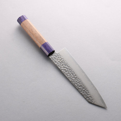 Seisuke Silver Steel No.3 Hammered Damascus Bunka 180mm Walnut (With Double Blue Pakka wood) Handle - Japannywholesale