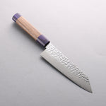 Seisuke Silver Steel No.3 Hammered Damascus Bunka 170mm Walnut (With Double Blue Pakka wood) Handle - Japannywholesale