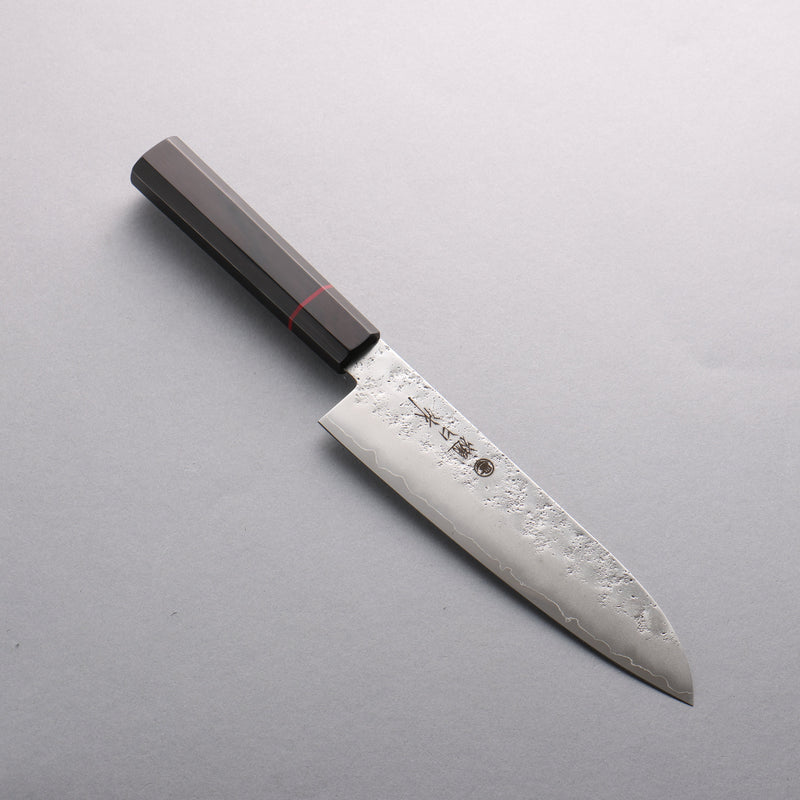 Higuchi Silver Steel No.3 Nashiji Santoku 180mm Black Pakka wood Handle - Japannywholesale
