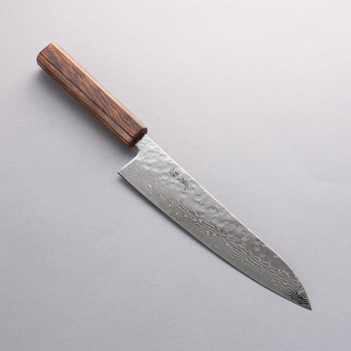 Seisuke Stainless Steel 440C Hammered Damascus Migaki Finished Gyuto 210mm Oak Handle - Japannywholesale