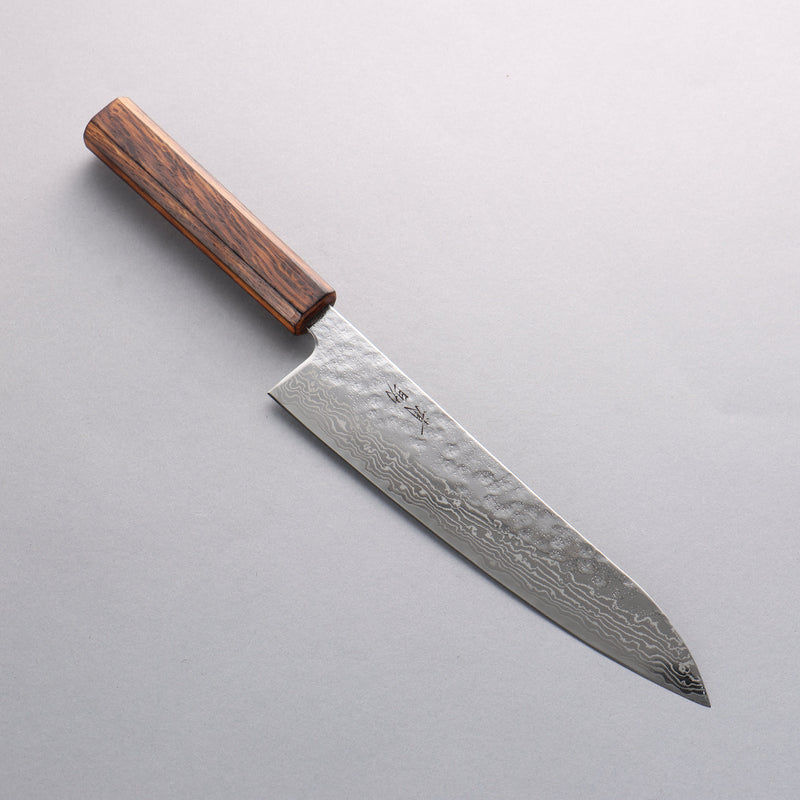 Seisuke Stainless Steel 440C Hammered Damascus Migaki Finished Gyuto 210mm Oak Handle - Japannywholesale