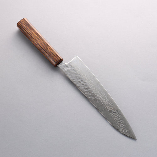 Seisuke Stainless Steel 440C Hammered Damascus Migaki Finished Gyuto 210mm Oak Handle - Japannywholesale