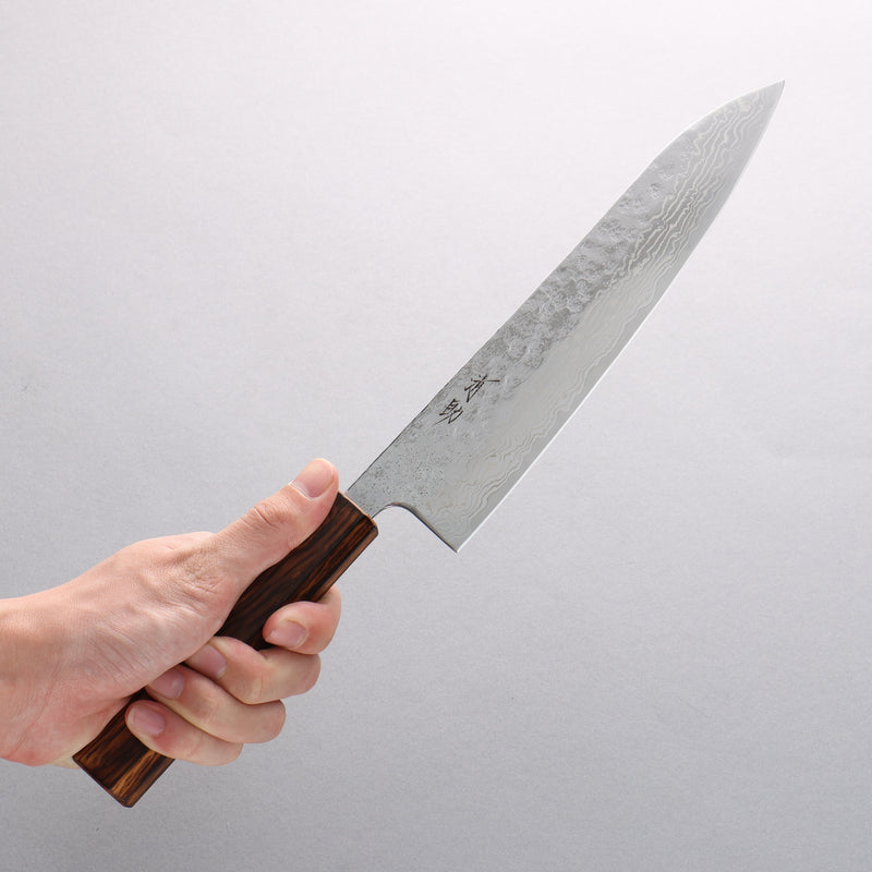 Seisuke Stainless Steel 440C Hammered Damascus Migaki Finished Gyuto 210mm Oak Handle - Japannywholesale