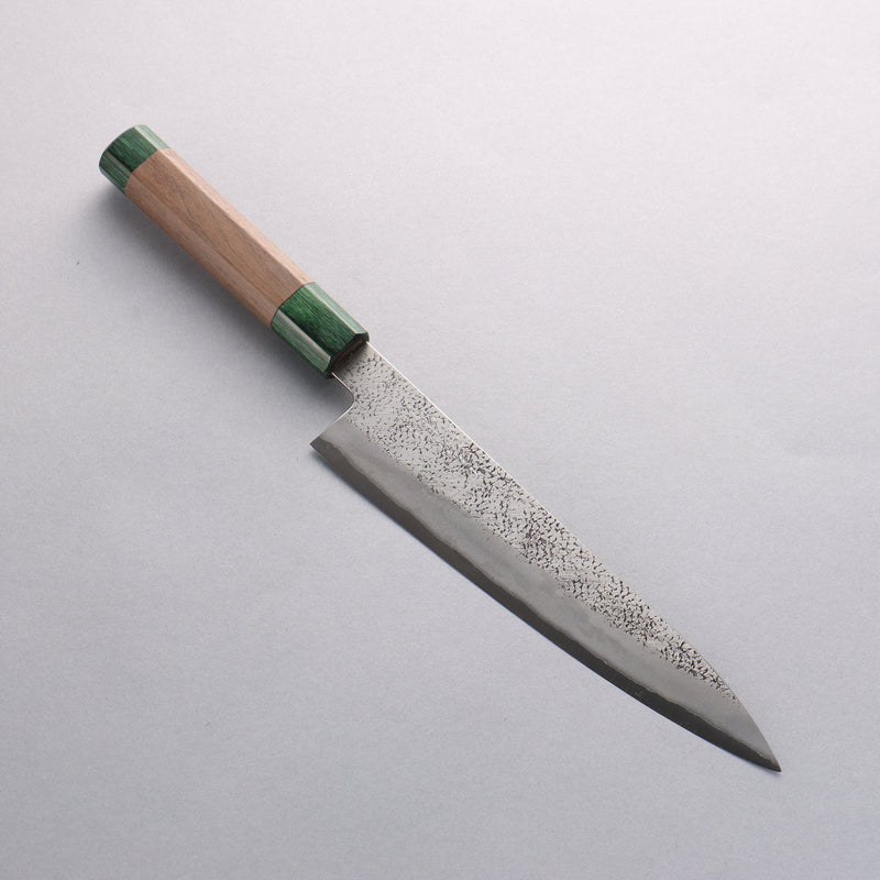 Seisuke Blue Super Hammered Gyuto 210mm Walnut(With Double Green Pakka wood) Handle - Japannywholesale