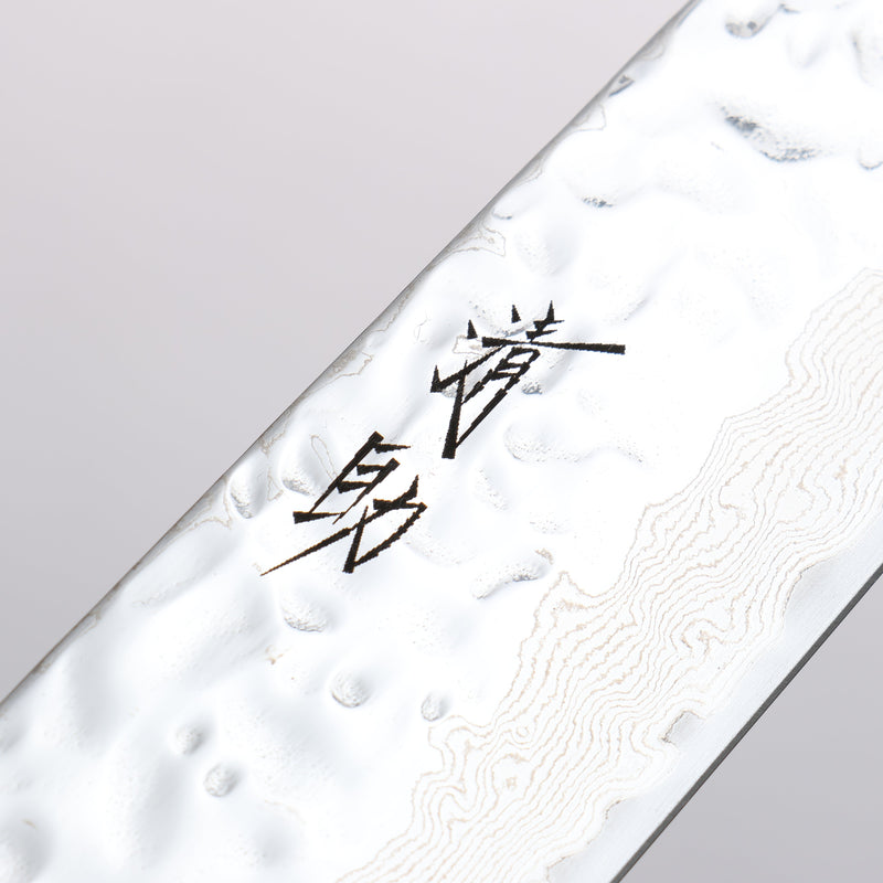 Seisuke Tsukikage AUS10 Migaki Finished Hammered Damascus Sujihiki 240mm Oak Handle - Japannywholesale