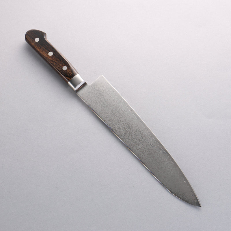 Seisuke VG10 33 Layer Mirrored Finish Damascus Gyuto 240mm Brown Pakka wood Handle - Japannywholesale