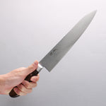 Seisuke VG10 33 Layer Mirrored Finish Damascus Gyuto 240mm Brown Pakka wood Handle - Japannywholesale