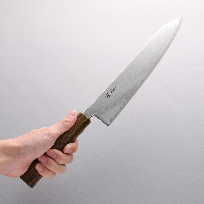 Seisuke VG10 Mirrored Finish Damascus Gyuto 240mm Oak Handle - Japannywholesale