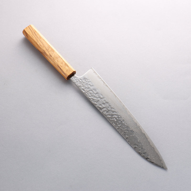 Seisuke Tsukikage AUS10 Migaki Finished Hammered Damascus Gyuto 240mm Oak Handle - Japannywholesale