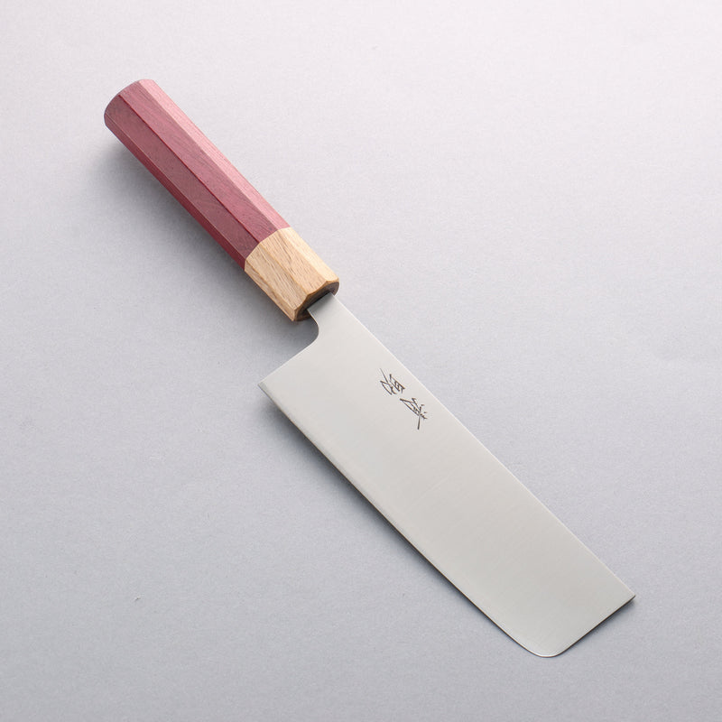 Seisuke Stainless Steel 440C Nakiri 165mm Purpleheart (Ferrule: Oak) Handle - Japannywholesale