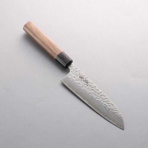 Seisuke AUS10 Hammered Damascus Santoku 165mm Walnut Handle - Japannywholesale