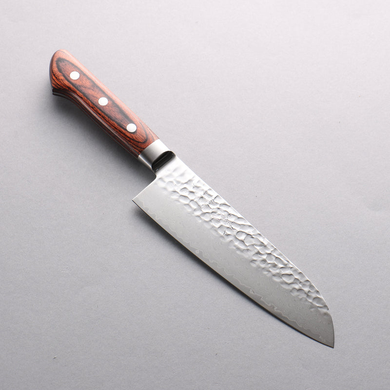 Seisuke VG10 33 Layer Hammered Damascus Santoku 170mm Mahogany Handle - Japannywholesale