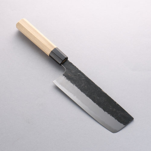 Kikuzuki White Steel No.2 Black Finished Nakiri Japanese Knife 180mm Magnolia Handle - Japannywholesale