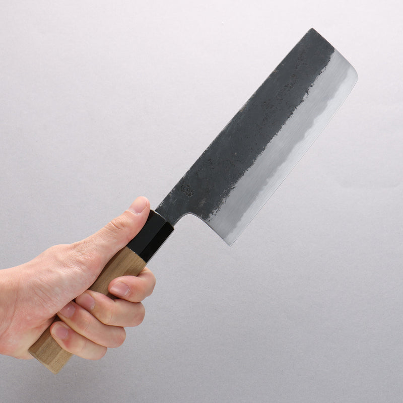 Kikuzuki White Steel No.2 Black Finished Nakiri Japanese Knife 180mm Magnolia Handle - Japannywholesale