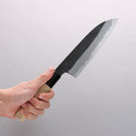 Kikuzuki White Steel No.2 Black Finished Santoku 180mm Magnolia Handle - Japannywholesale