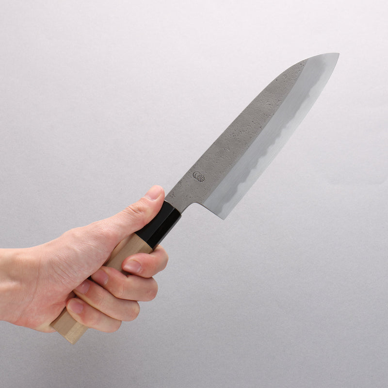 Kikuzuki White Steel No.2 Nashiji Santoku 180mm Magnolia Handle - Japannywholesale