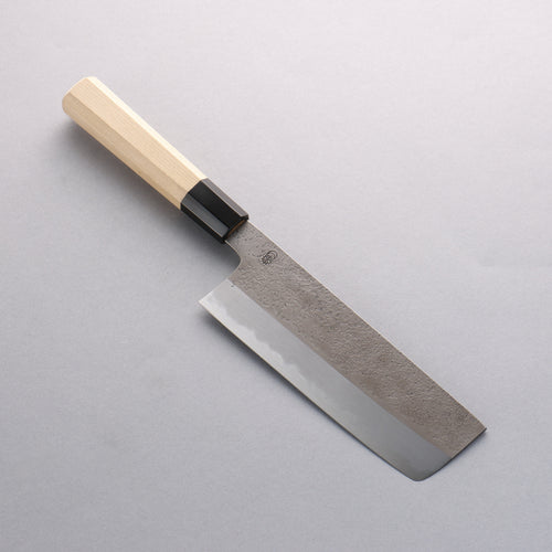 Kikuzuki White Steel No.2 Nashiji Nakiri Japanese Knife 180mm Magnolia Handle - Japannywholesale