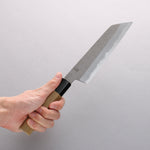 Kikuzuki White Steel No.2 Nashiji Kiritsuke Santoku 180mm Magnolia Handle - Japannywholesale