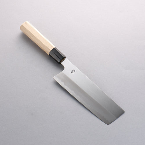 Kikuzuki White Steel No.2 Kasumitogi Nakiri Japanese Knife 180mm Magnolia Handle - Japannywholesale