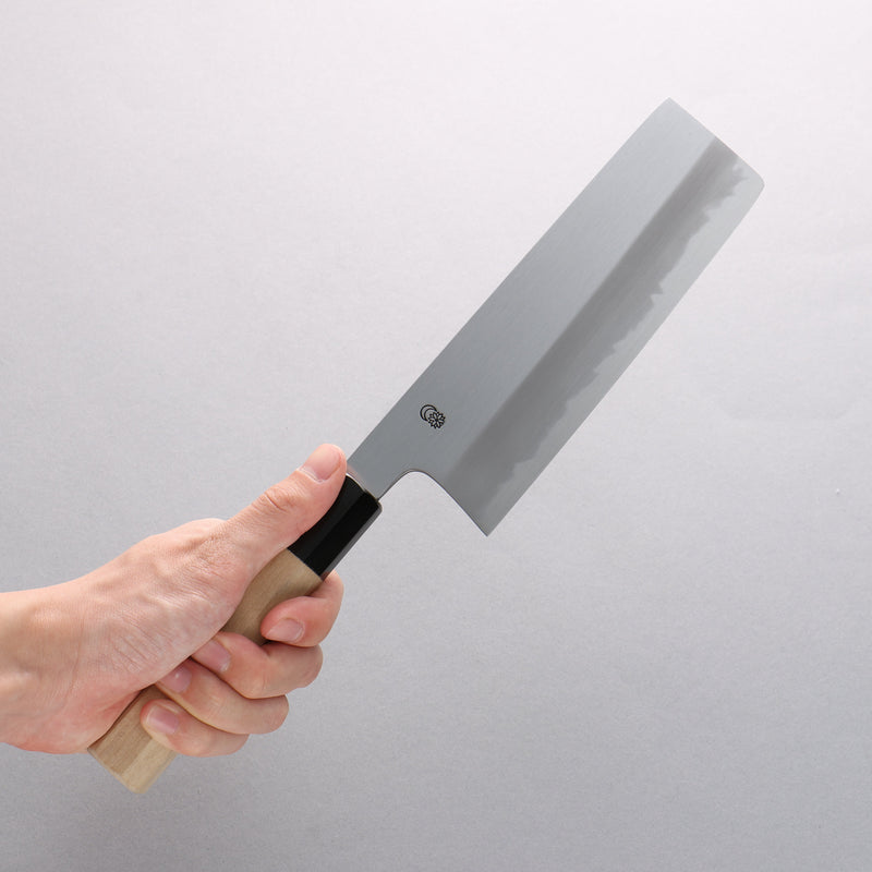 Kikuzuki White Steel No.2 Kasumitogi Nakiri Japanese Knife 180mm Magnolia Handle - Japannywholesale