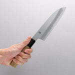 Kikuzuki White Steel No.2 Kasumitogi Santoku 180mm Magnolia Handle - Japannywholesale