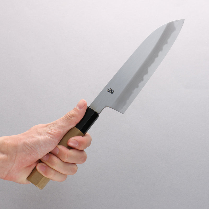 Kikuzuki White Steel No.2 Kasumitogi Santoku 180mm Magnolia Handle - Japannywholesale
