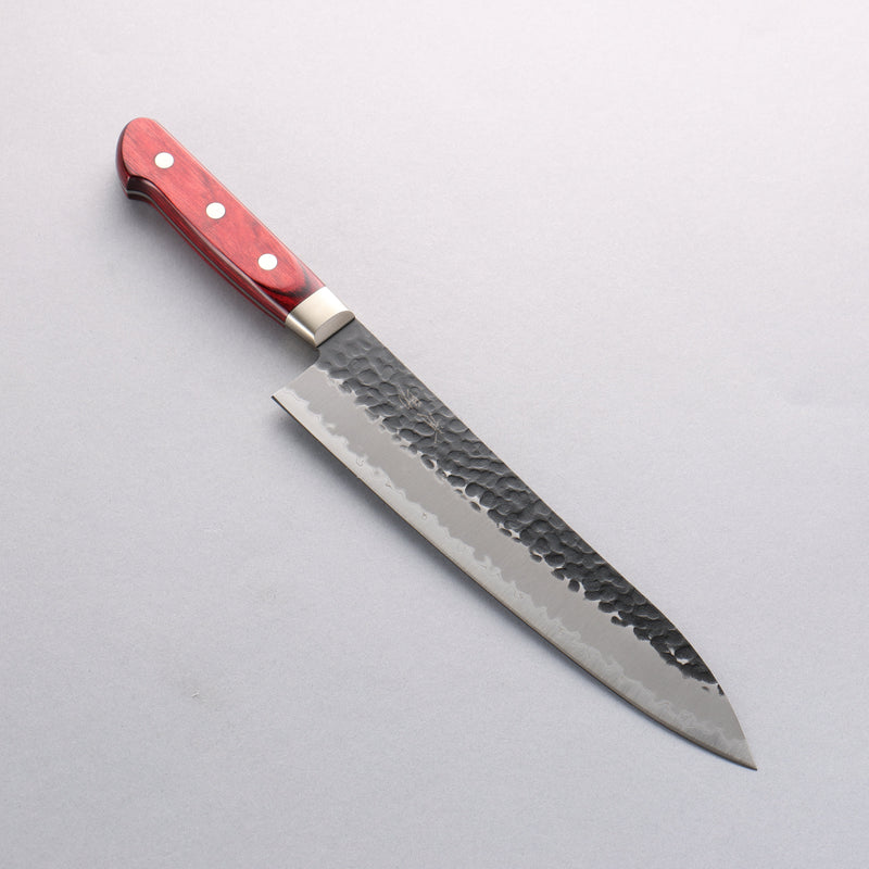 Seisuke Kurobeni Blue Super Hammered Kurouchi Gyuto 210mm Red Pakka wood Handle - Japannywholesale