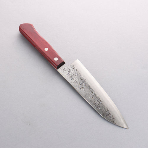 Seisuke Blue Super Hammered Santoku 165mm Red Pakka wood Handle - Japannywholesale