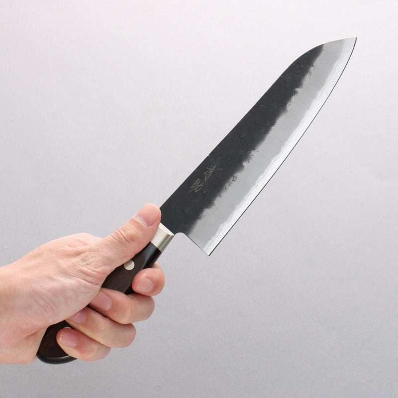 Seisuke Blue Super Black Santoku 180mm Brown Pakka wood Handle - Japannywholesale