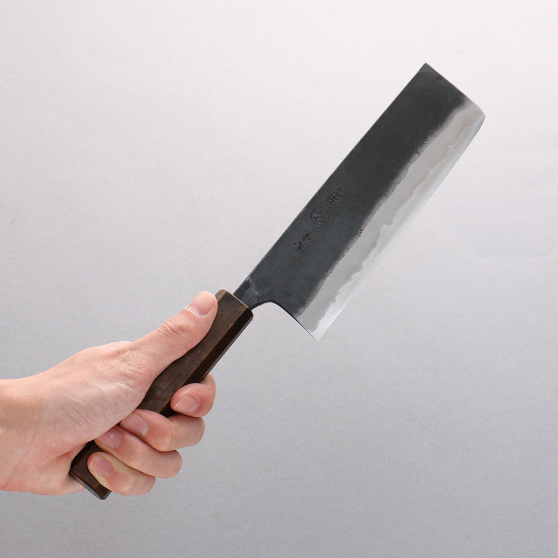 Kyohei Shindo Blue Steel Black Finished Nakiri 170mm Live oak Lacquered Handle - Japannywholesale