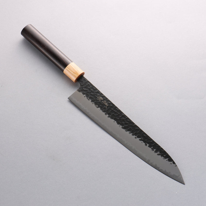 Seisuke Shitan Blue Super Hammered Kurouchi Gyuto 240mm Shitan Handle - Japannywholesale