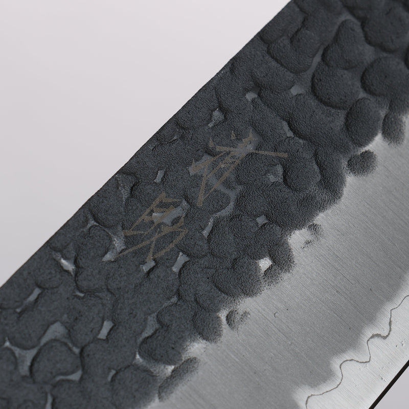 Seisuke Shitan Blue Super Hammered Kurouchi Gyuto 240mm Shitan Handle - Japannywholesale