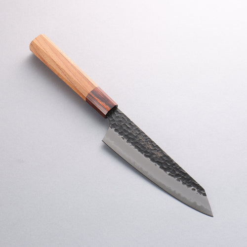 Sakai Takayuki Blue Super Hammered Black Finished Kengata Santoku 160mm - Japannywholesale