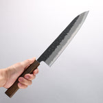 Oul Blue Super Black Nashiji Gyuto 240mm Oak Handle - Japannywholesale