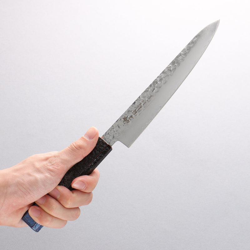 Sakai Takayuki Rinnou VG10 33 Layer Damascus Petty-Utility Japanese Knife 180mm Blue Lacquered Handle - Japannywholesale