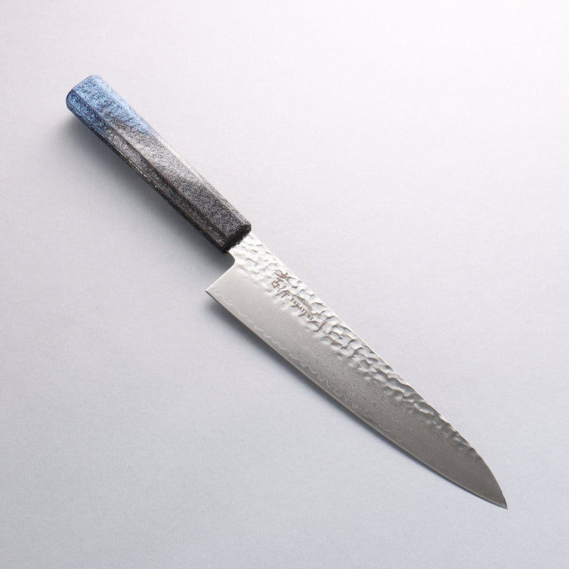 Sakai Takayuki Rinnou VG10 33 Layer Damascus Gyuto Japanese Knife 210mm Blue Lacquered Handle - Japannywholesale