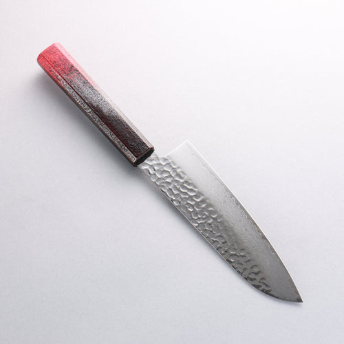 Sakai Takayuki Rinnou VG10 33 Layer Damascus Santoku Japanese Knife 170mm Red Lacquered Handle - Japannywholesale