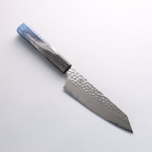 Sakai Takayuki Rinnou VG10 33 Layer Damascus Kengata Santoku Japanese Knife 160mm Blue Lacquered Handle - Japannywholesale