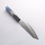 Sakai Takayuki Rinnou VG10 33 Layer Damascus Kengata Santoku Japanese Knife 160mm Blue Lacquered Handle - Japannywholesale
