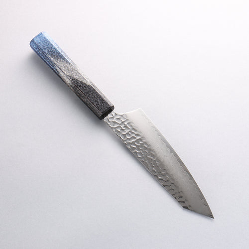 Sakai Takayuki Rinnou VG10 33 Layer Damascus Kengata Santoku Japanese Knife 160mm Blue Lacquered Handle - Japannywholesale