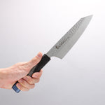 Sakai Takayuki Rinnou VG10 33 Layer Damascus Kengata Santoku Japanese Knife 160mm Blue Lacquered Handle - Japannywholesale