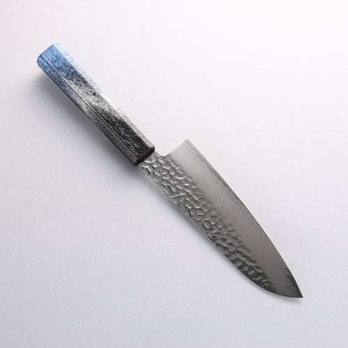 Sakai Takayuki Rinnou VG10 33 Layer Damascus Santoku Japanese Knife 170mm Blue Lacquered Handle - Japannywholesale