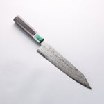Seisuke AUS10 Mirror Crossed Kiritsuke Gyuto 210mm Black Pakka wood(ferrule: Green Pakka wood) Handle - Japannywholesale