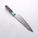 Seisuke AUS10 Mirror Crossed Kiritsuke Gyuto 210mm Black Pakka wood(ferrule: Green Pakka wood) Handle - Japannywholesale